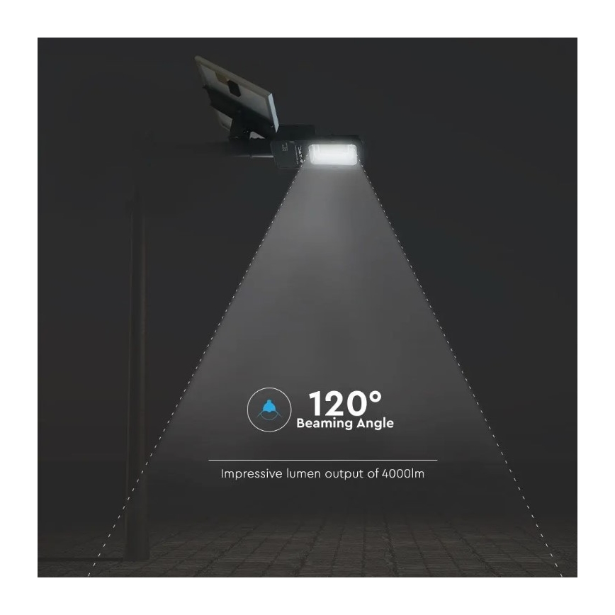 LED prigušiva solarna ulična lampa LED/50W/6,4V 4000K IP65 50000 mAh + daljinski upravljač