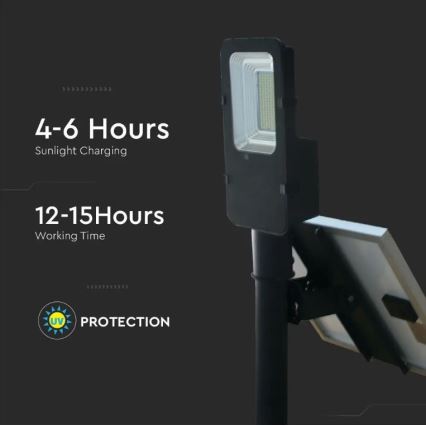 LED prigušiva solarna ulična lampa LED/50W/6,4V 6000K IP65 50000 mAh + daljinski upravljač