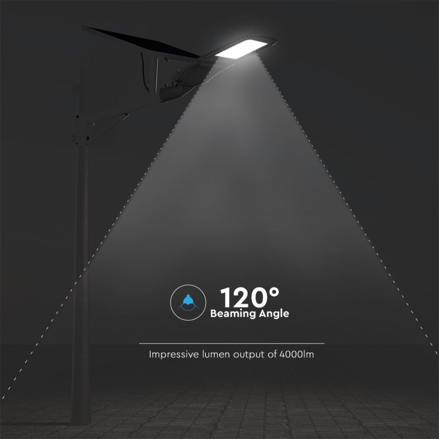 LED prigušiva solarna ulična lampa SAMSUNG LED čip/50W/6,4V 6000K IP65 30000 mAh + daljinsko upravljanje