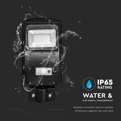 LED prigušiva solarna ulična lampa sa senzorom pokreta i sumraka LED/6W/3,2V 6000K IP65 5000 mAh crna + daljinsko upravljanje