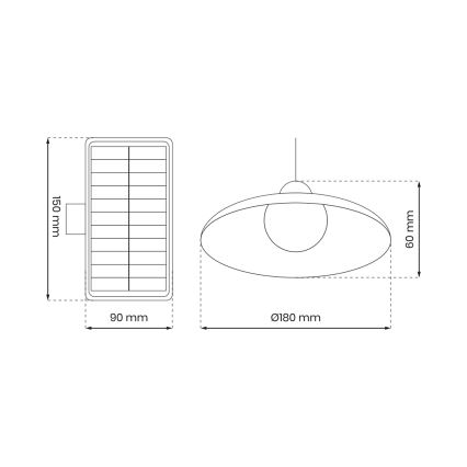 LED prigušiva solarna viseća svetiljka sa senzorom sumraka LED/6W/3,7V 800 mAh IP44 + daljinski upravljač