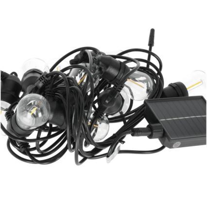 LED prigušiva solarna dekorativna girlanda STARLIGHT NEO 10xE27/3,7V 2700K IP54 1200 mAh 11,5m + daljinski upravljač