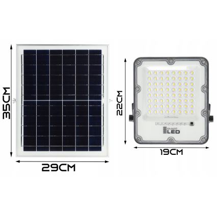 LED prigušiva solarni reflektor LED/100W/3,2V 5000K 10500 mAh IP65 crna + daljinski upravljač