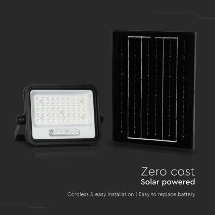 LED prigušiva solarni reflektor LED/100W/3,2V 2000-8000K IP65 5000 mAh crna + daljinski upravljač