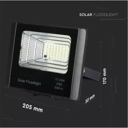 LED prigušiva solarni reflektor LED/12W/3,2V 6000K IP65 5000 mAh + daljinski upravljač