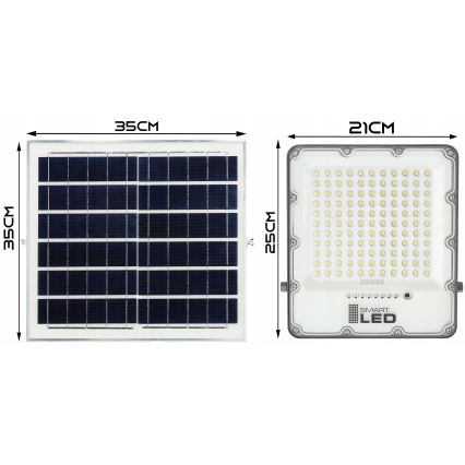 LED prigušiva solarni reflektor LED/150W/3,2V 5000K 15000 mAh IP65 crna + daljinski upravljač
