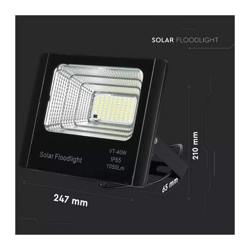 LED Prigušiva solarni reflektor LED/16W/3,2V 4000K IP65 10000 mAh + daljinski upravljač