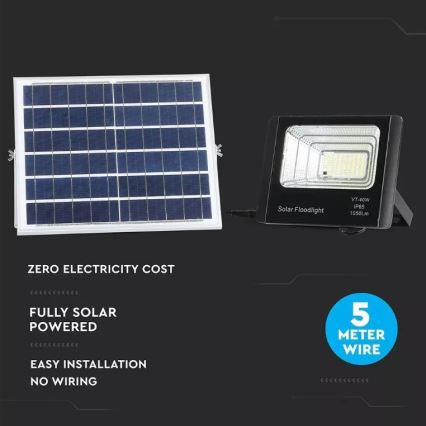LED Prigušiva solarni reflektor LED/16W/3,2V 4000K IP65 10000 mAh + daljinski upravljač