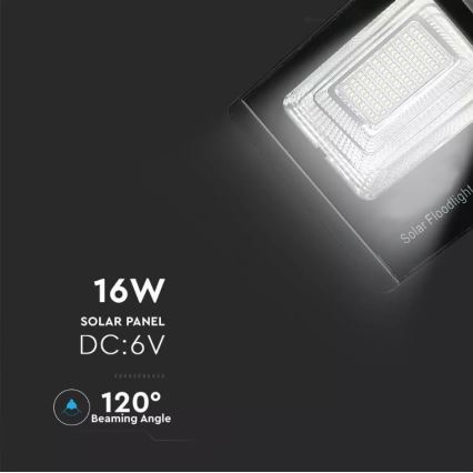 LED Prigušiva solarni reflektor LED/16W/3,2V 4000K IP65 10000 mAh + daljinski upravljač