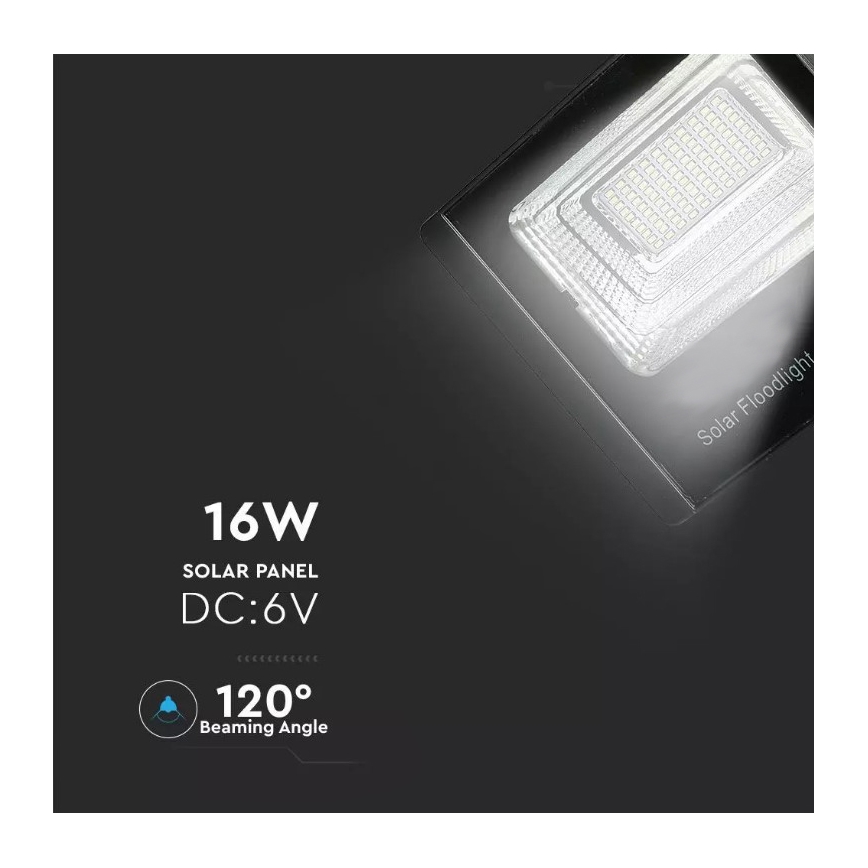 LED Prigušiva solarni reflektor LED/16W/3,2V 4000K IP65 10000 mAh + daljinski upravljač