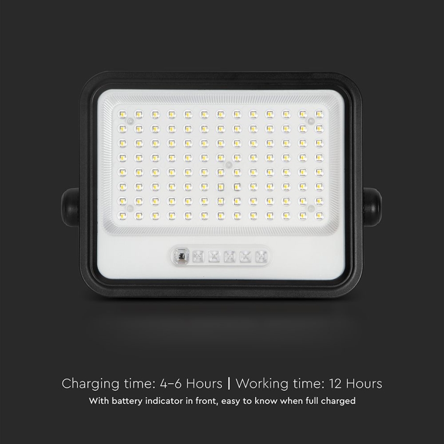 LED prigušiva solarni reflektor LED/200W/3,2V 2000-8000K IP65 10000 mAh crna + daljinski upravljač