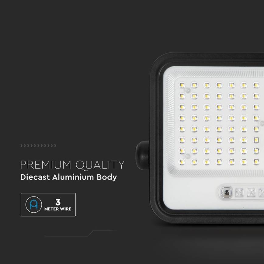 LED prigušiva solarni reflektor LED/200W/3,2V 2000-8000K IP65 10000 mAh crna + daljinski upravljač