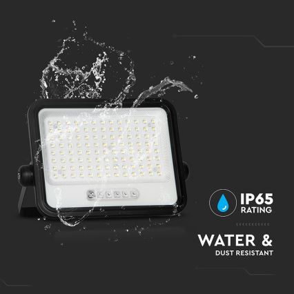 LED prigušiva solarni reflektor LED/200W/3,2V 2000-8000K IP65 10000 mAh crna + daljinski upravljač