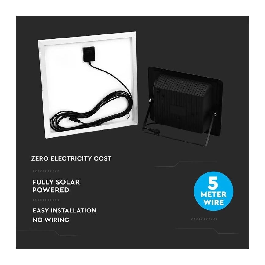 LED prigušiva solarni reflektor LED/20W/6,4V 4000K IP65 10000 mAh + daljinski upravljač