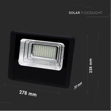 LED prigušiva solarni reflektor LED/20W/6,4V 4000K IP65 10000 mAh + daljinski upravljač