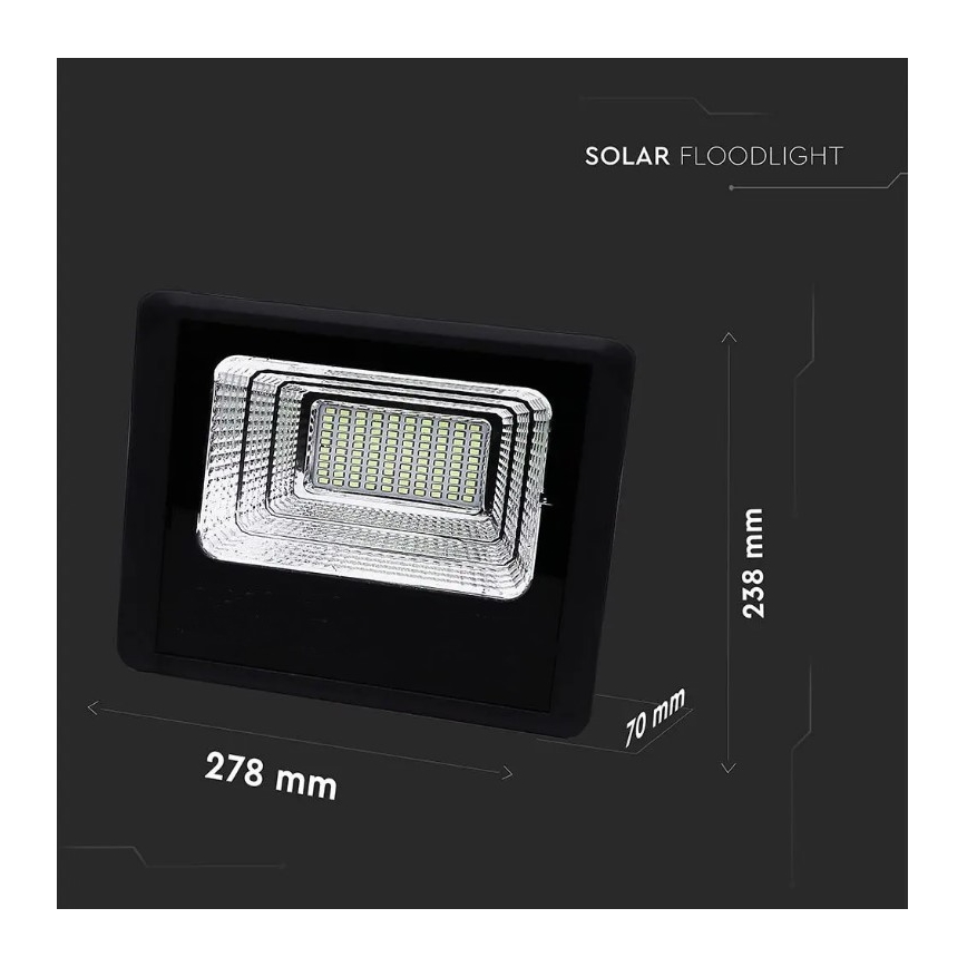 LED prigušiva solarni reflektor LED/20W/6,4V 4000K IP65 10000 mAh + daljinski upravljač