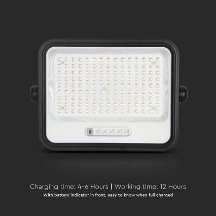 LED prigušiva solarni reflektor LED/300W/3,2V 2000-8000K IP65 15000 mAh crna + daljinski upravljač