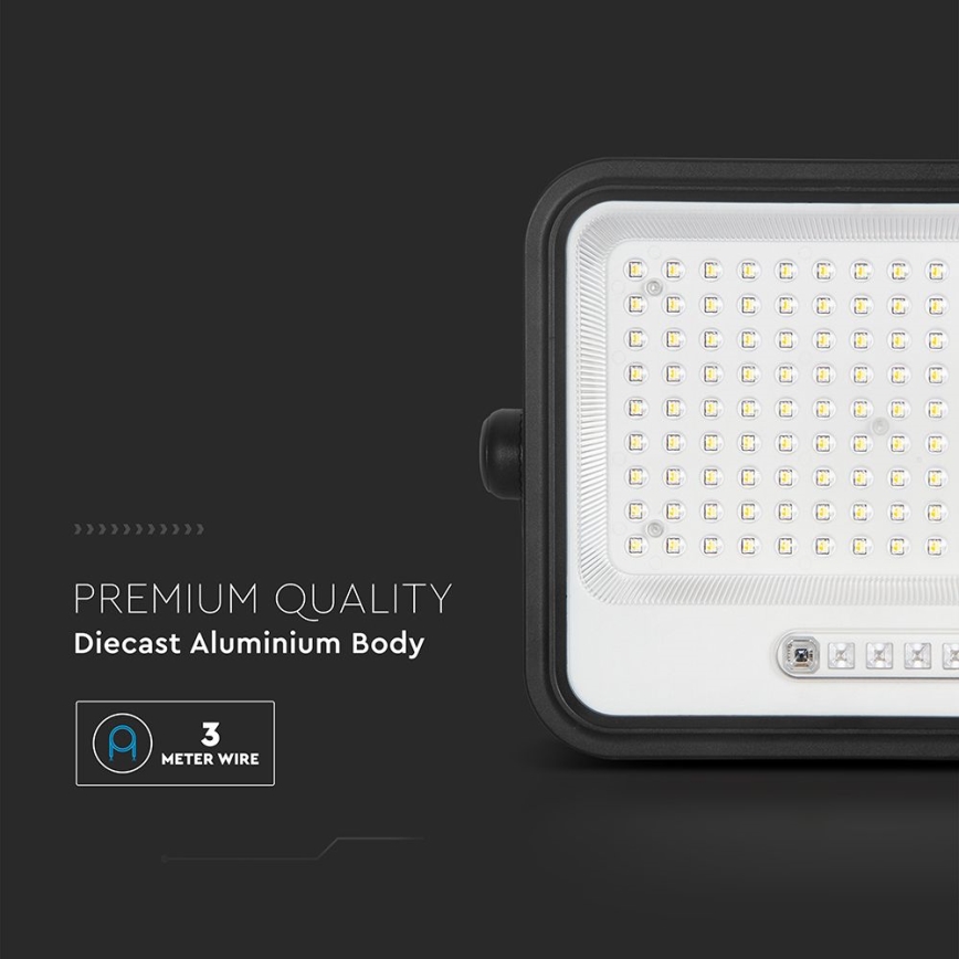 LED prigušiva solarni reflektor LED/300W/3,2V 2000-8000K IP65 15000 mAh crna + daljinski upravljač