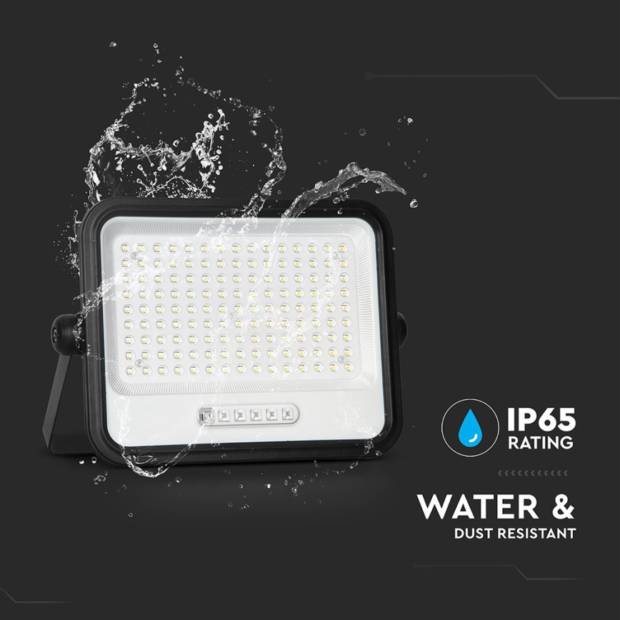 LED prigušiva solarni reflektor LED/300W/3,2V 2000-8000K IP65 15000 mAh crna + daljinski upravljač