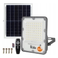 LED prigušiva solarni reflektor LED/50W/3,2V 5000K 6000 mAh IP65 crna + daljinski upravljač