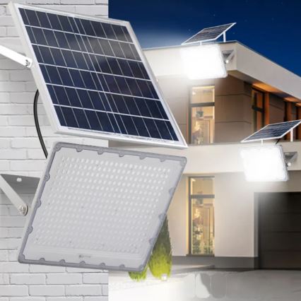 LED prigušiva solarni reflektor LED/50W/3,2V 5000K 6000 mAh IP65 crna + daljinski upravljač