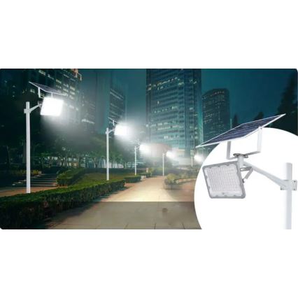 LED prigušiva solarni reflektor LED/50W/3,2V 5000K 6000 mAh IP65 crna + daljinski upravljač