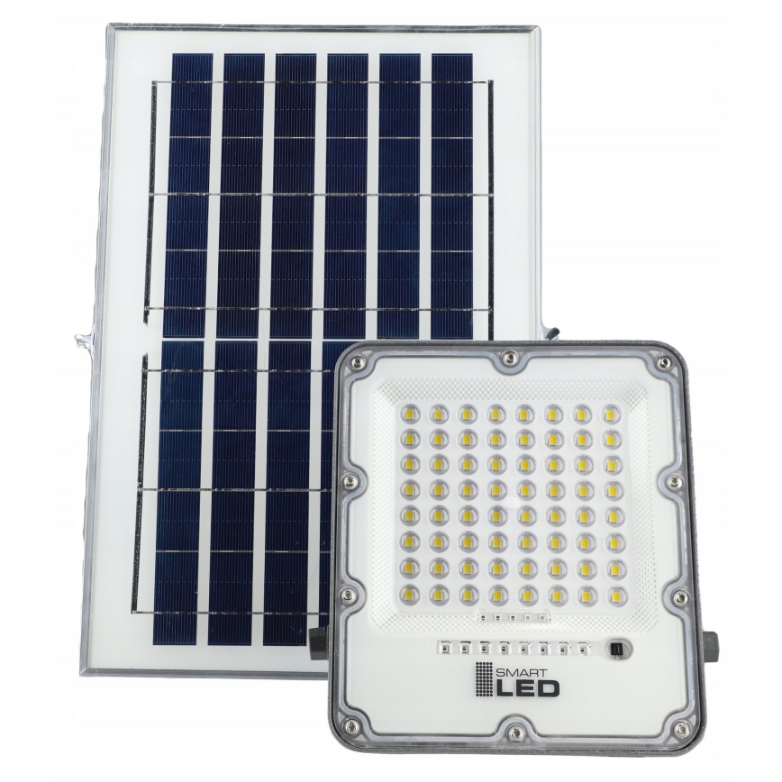 LED prigušiva solarni reflektor LED/50W/3,2V 5000K 6000 mAh IP65 crna + daljinski upravljač