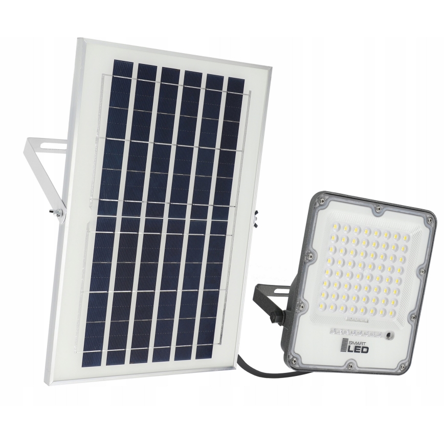 LED prigušiva solarni reflektor LED/50W/3,2V 5000K 6000 mAh IP65 crna + daljinski upravljač