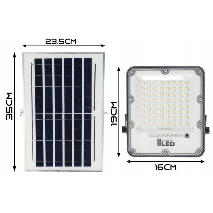 LED prigušiva solarni reflektor LED/50W/3,2V 5000K 6000 mAh IP65 crna + daljinski upravljač