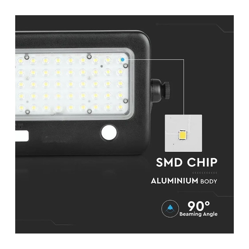 LED prigušiva solarni reflektor sa senzorom LED/10W/3,7V 4000K IP65 7200 mAh + USB port