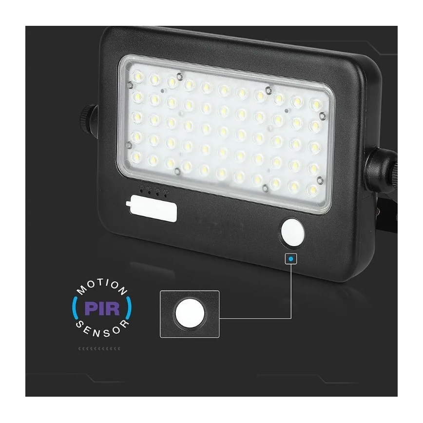 LED prigušiva solarni reflektor sa senzorom LED/10W/3,7V 4000K IP65 7200 mAh + USB port