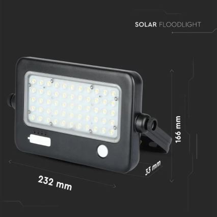 LED prigušiva solarni reflektor sa senzorom LED/10W/3,7V 4000K IP65 7200 mAh + USB port