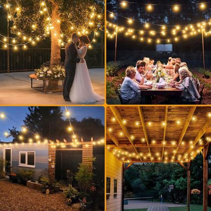 LED prigušiva spoljna dekorativna girlanda 25xE12/1W/24/230V 17,5 m IP65 crna + daljinski upravljač