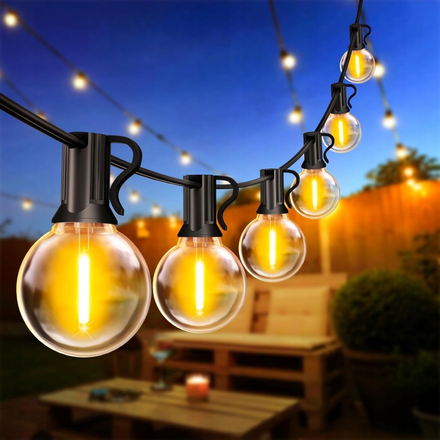 LED prigušiva spoljna dekorativna girlanda 25xE12/1W/24/230V 17,5 m IP65 crna + daljinski upravljač