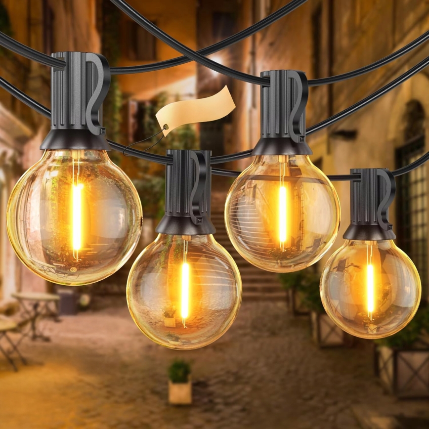 LED prigušiva spoljna dekorativna girlanda 25xE12/1W/24/230V 17,5 m IP65 crna + daljinski upravljač