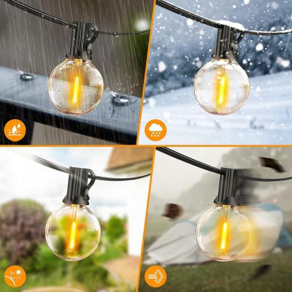 LED prigušiva spoljna dekorativna girlanda 25xE12/1W/24/230V 17,5 m IP65 crna + daljinski upravljač