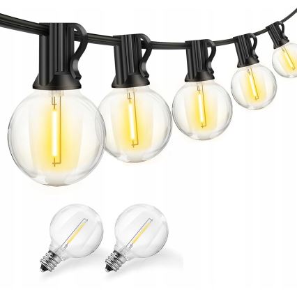 LED prigušiva spoljna dekorativna girlanda 25xE12/1W/24/230V 17,5 m IP65 crna + daljinski upravljač