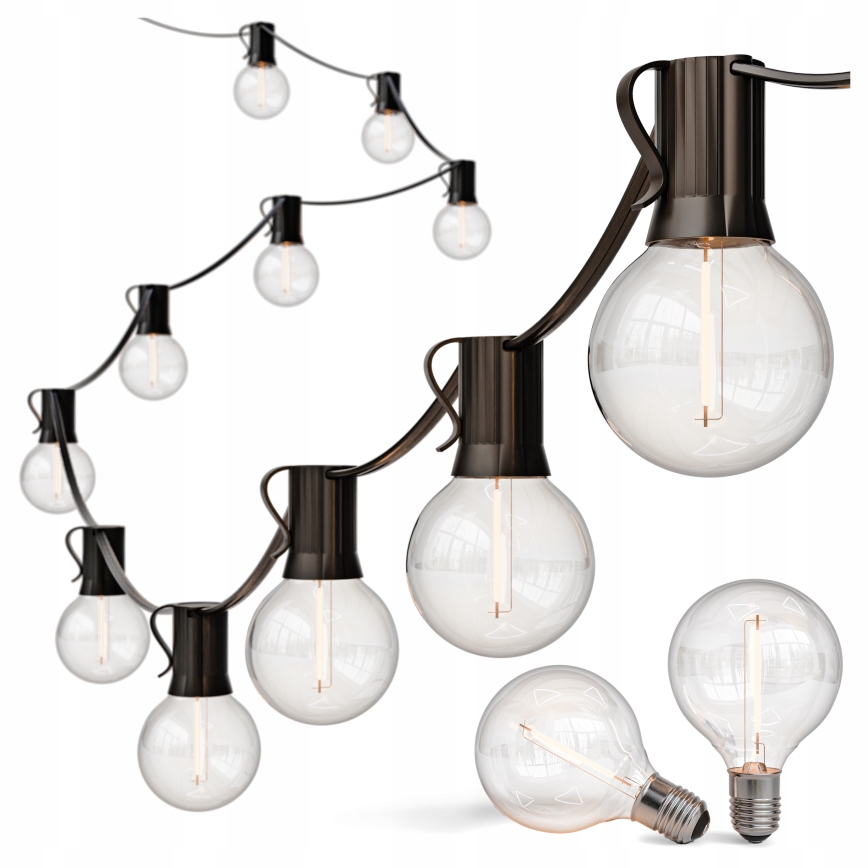 LED prigušiva spoljna dekorativna girlanda 25xE12/1W/24/230V 17,5 m IP65 crna + daljinski upravljač