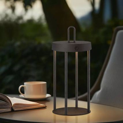 LED prigušiva spoljašnja punjiva dodirna stona lampa GENTLE LED/1,5W/3,7V 3000 mAh IP44 crna