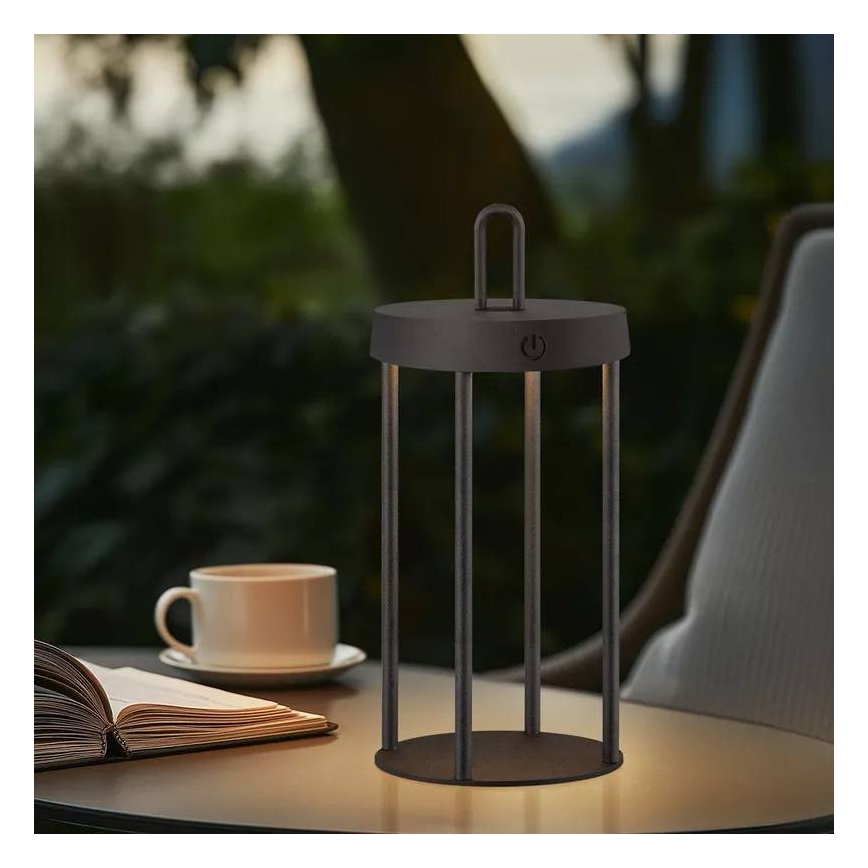 LED prigušiva spoljašnja punjiva dodirna stona lampa GENTLE LED/1,5W/3,7V 3000 mAh IP44 crna