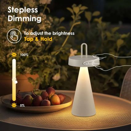 LED prigušiva spoljašnja punjiva dodirna stona lampa HALO LED/1,5W/3,7V 3000 mAh IP44 siva