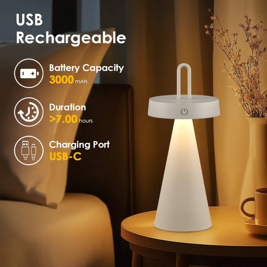 LED prigušiva spoljašnja punjiva dodirna stona lampa HALO LED/1,5W/3,7V 3000 mAh IP44 siva