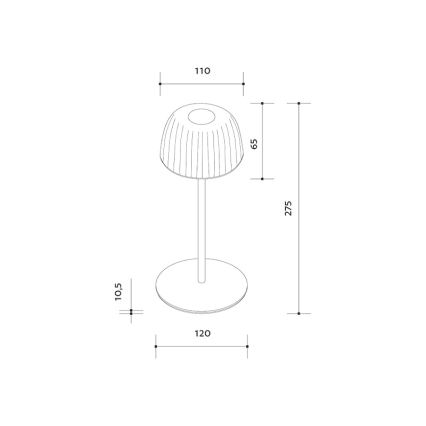 LED Prigušiva spoljna punjiva stona lampa VIVIEN LED/3W/5V 2700K 1600 mAh IP54 bela