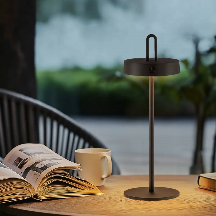 LED prigušiva spoljašnja punjiva dodirna stona lampa SHINE LED/1,5W/3,7V 3000 mAh IP44 crna