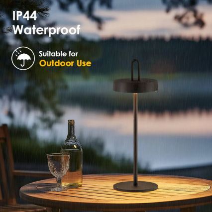 LED prigušiva spoljašnja punjiva dodirna stona lampa SHINE LED/1,5W/3,7V 3000 mAh IP44 crna