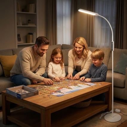 LED prigušiva podna lampa TEILO LED/10W/230V 3000/4000/6500K bela + daljinski upravljač