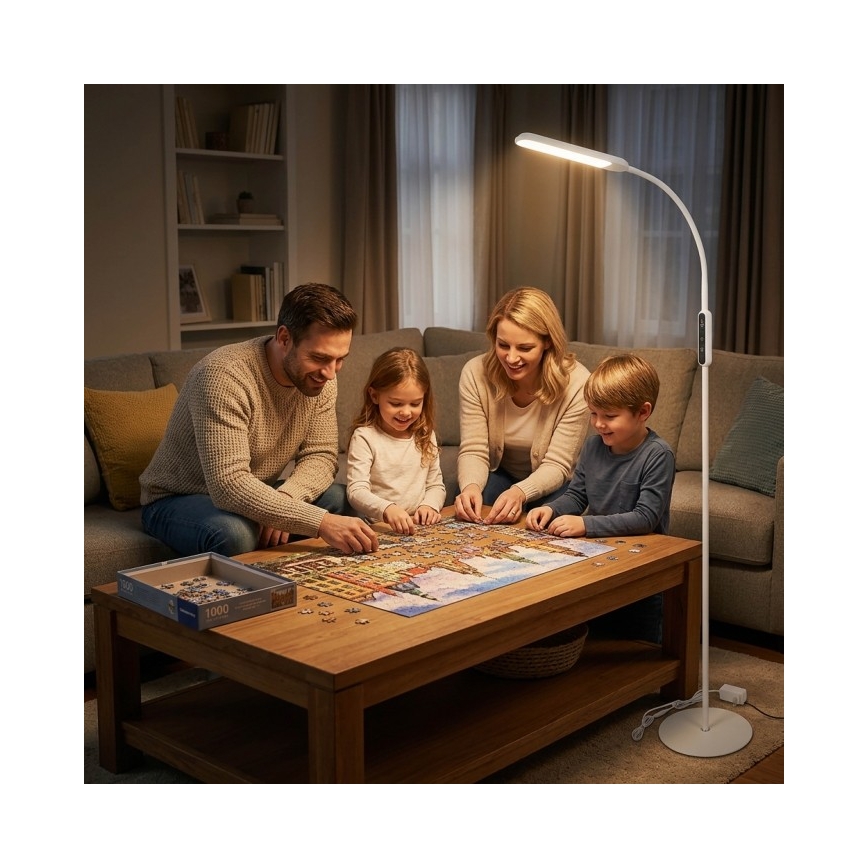 LED prigušiva podna lampa TEILO LED/10W/230V 3000/4000/6500K bela + daljinski upravljač