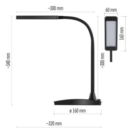 LED prigušiva stona lampa EDDY LED/6W/230V 3000/4500/6800K crna
