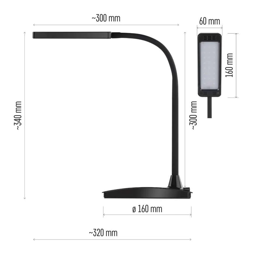 LED prigušiva stona lampa EDDY LED/6W/230V 3000/4500/6800K crna