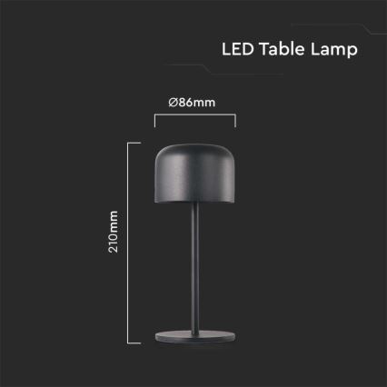 LED prigušiva punjiva dodirna stona lampa LED/1,5W/5V 2700-5700K IP54 2200 mAh crna